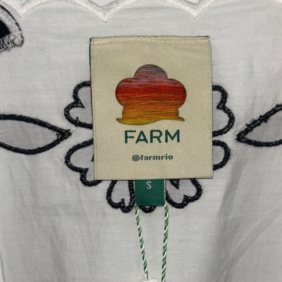 FARM Rio Black And White Summer Cutwork Cotton Midi Dress Sz S NWT - Picture 9 of 11